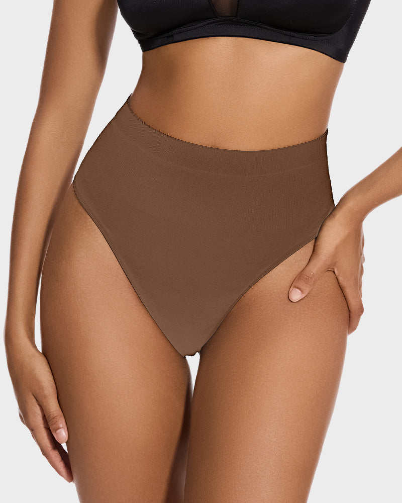 Seamless Mid-Waist Tummy Control Thong Panty 2-Pack for Smooth Shaping
