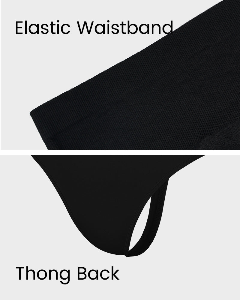 Ultra-Comfort High Waist Tummy Control Seamless Shaping Thong Panty 2-Pack