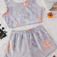Cozy Glow-in-the-Dark Flannel Pajama Set with Spooky Pumpkin & Ghost