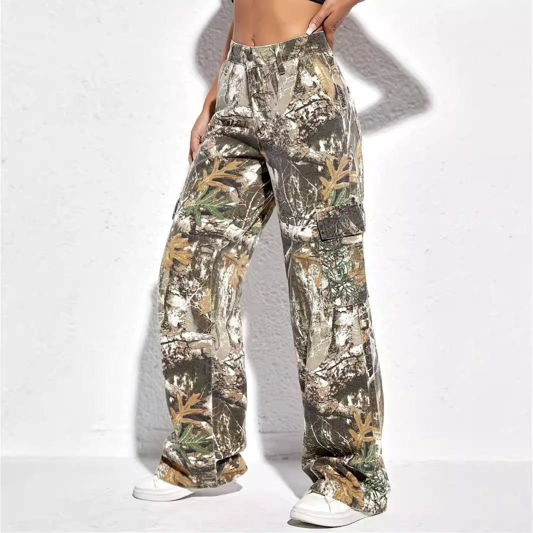 SheCurve Women's Camo Baggy Cargo Overalls: Multi-Pocket, Relaxed Fit, Durable Adventure Pants