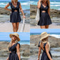 Elegant Ruffle Sleeve Cross Front Swimsuit Dress - Versatile Beach Pool Wear