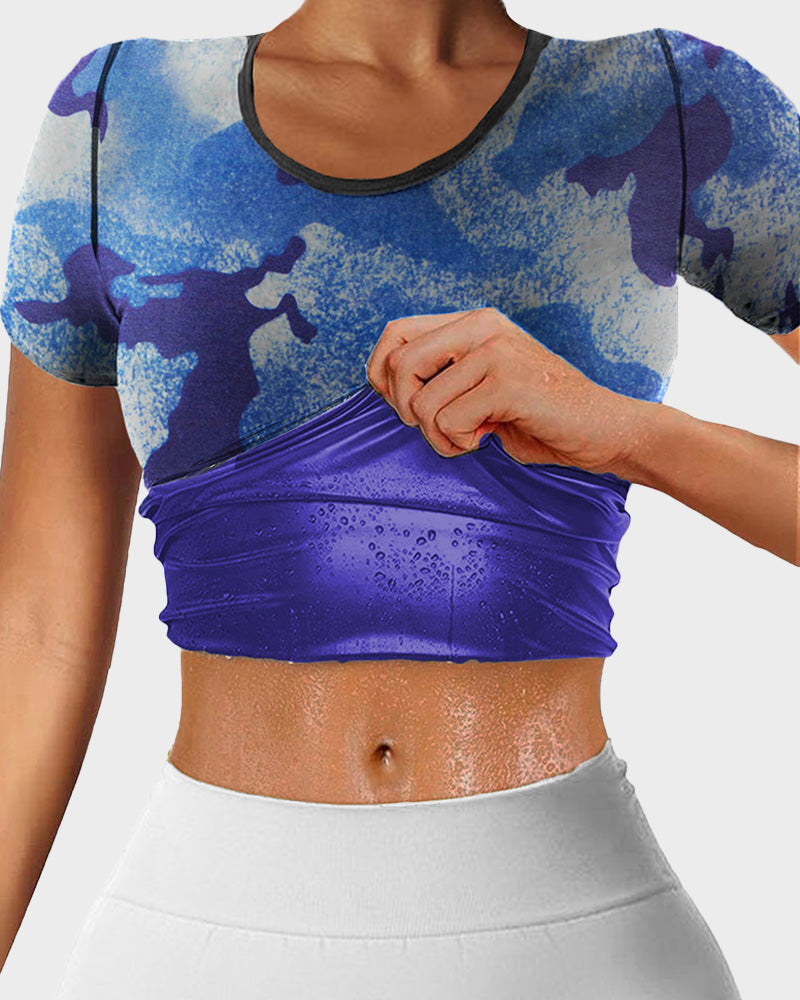Women's High Elastic Sauna Sweat Shirt: Short Sleeve for Intense Workouts