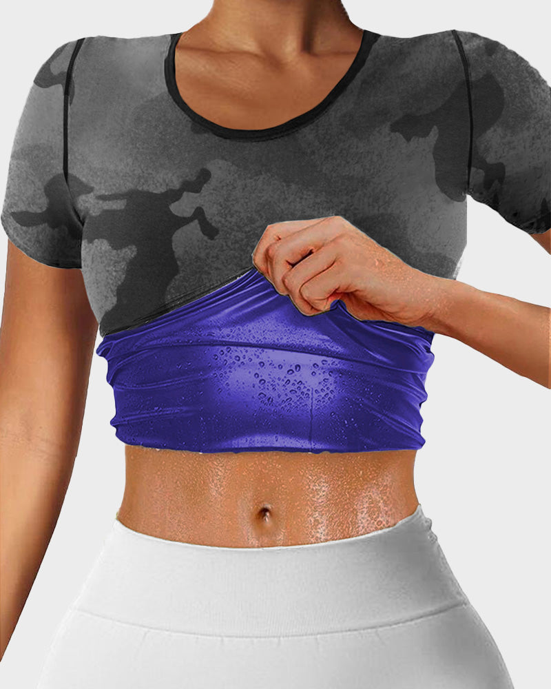 Women's High Elastic Sauna Sweat Shirt: Short Sleeve for Intense Workouts