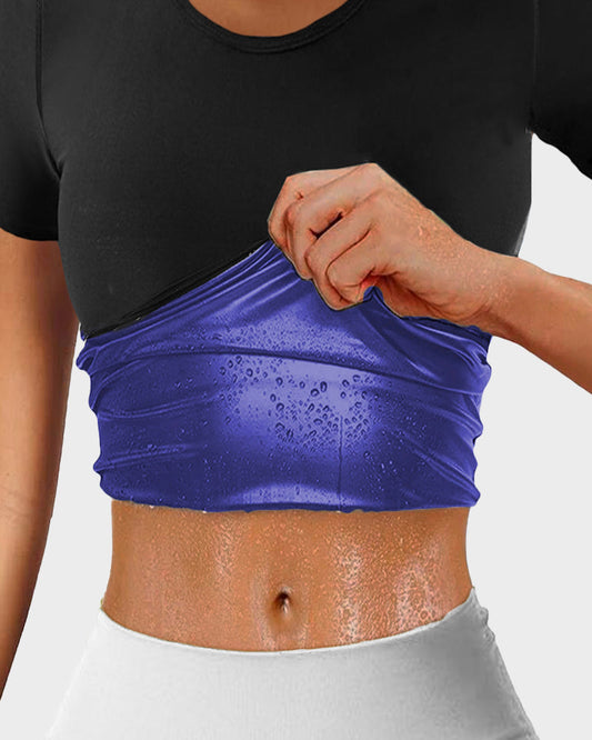 Women's High Elastic Sauna Sweat Shirt: Short Sleeve for Intense Workouts