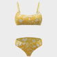 Chic Ruched Floral Print Bikini Set: Adjustable Straps, Textured Swimwear for Women