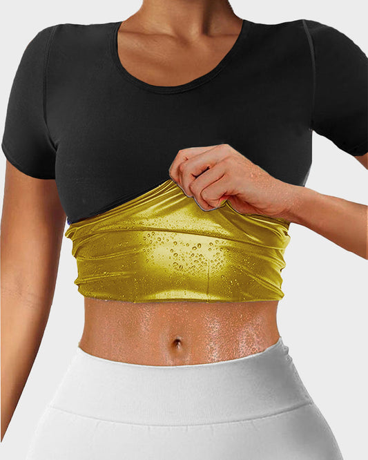Women's High Elastic Sauna Sweat Shirt: Short Sleeve for Intense Workouts