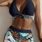 Women's High Waist Patchwork Two-Piece Swimsuit Sporty Lace-Up Beach Active Wear