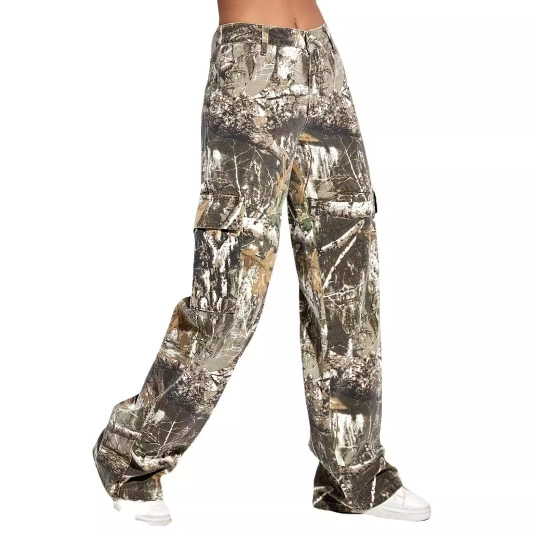 SheCurve Women's Camo Baggy Cargo Overalls: Multi-Pocket, Relaxed Fit, Durable Adventure Pants