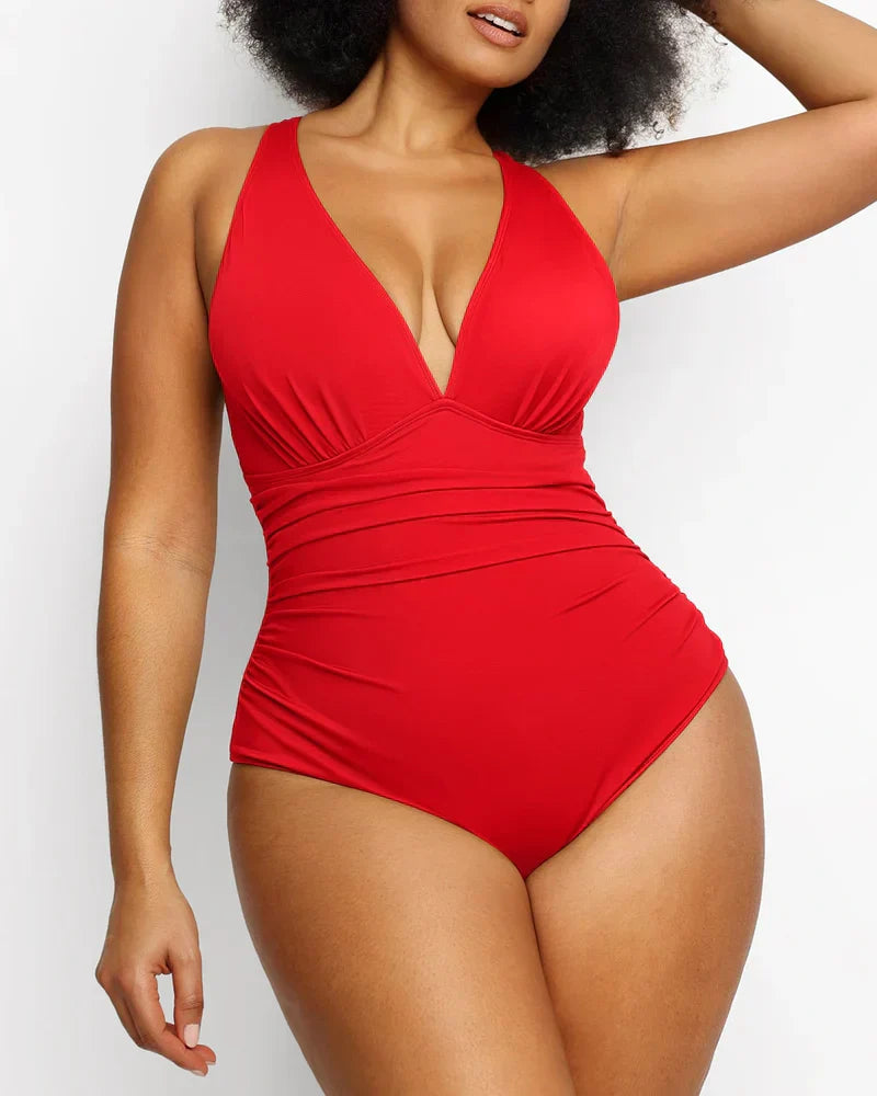 Smart Sculpt Plunge One-Piece Swimsuit with Tummy Control and Flattering Design