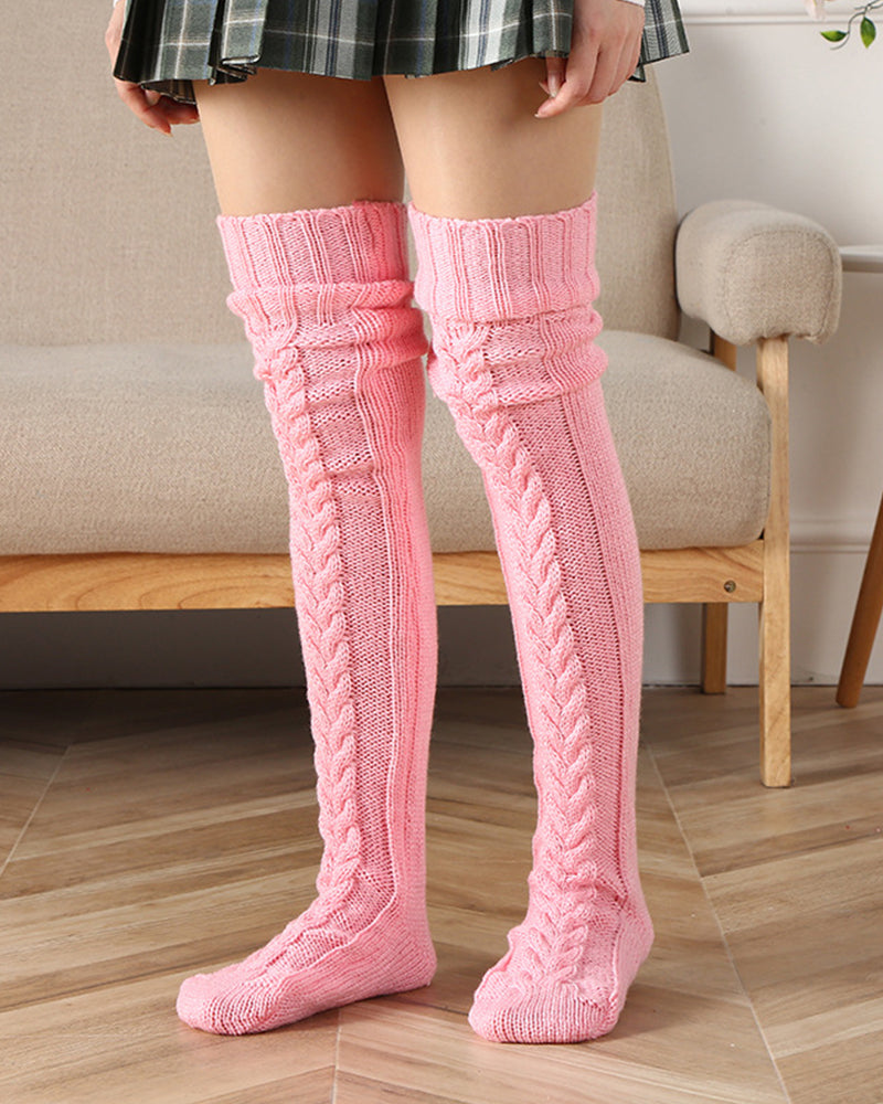 Warm Cable Knit Over-Knee Socks: Cozy, Stylish, Luxurious Winter Comfort