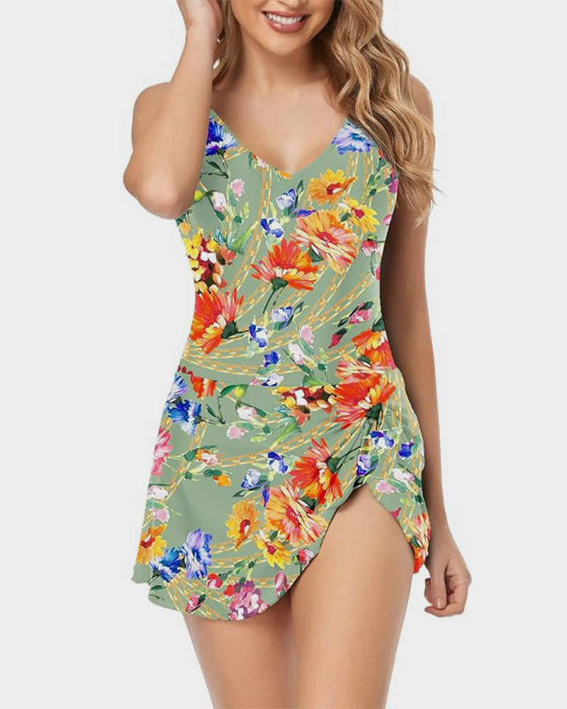Stylish Plus Size Tummy Control One-Piece Swimsuit for Women, Slimming Fit