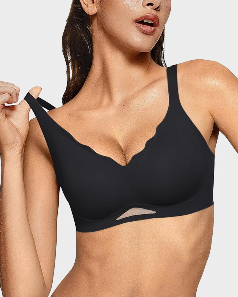 Shecurve Seamless Soft Comfort Wireless Mesh Bra for Everyday Smooth Support