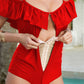 Chic Drop-Shoulder Ruffled Zip-Front One-Piece Shapewear Swimsuit for Women