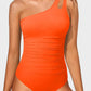 One Shoulder Ruched One Piece Swimsuit