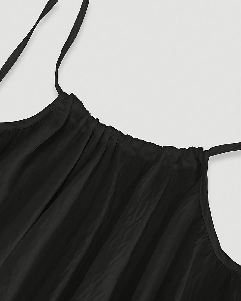 Chic Backless Cami Dress for Women - Solid Color, Flowy Maxi Style
