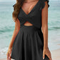 Ruffle Sleeve Cross Front Swimsuit Dress