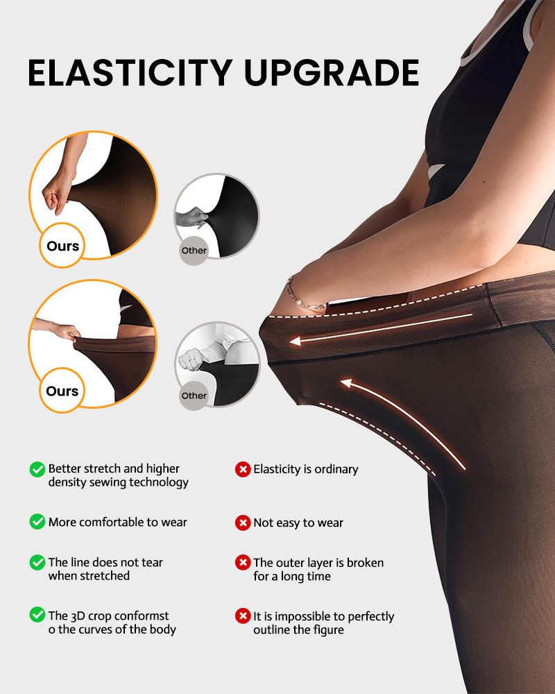 Cozy Translucent Fleece Lined Tights: Warm, Shaping, Skin-Tone Winter Hosiery