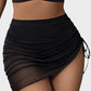 Mesh High Waisted Tummy Control Sarong Wraps Bikini Set