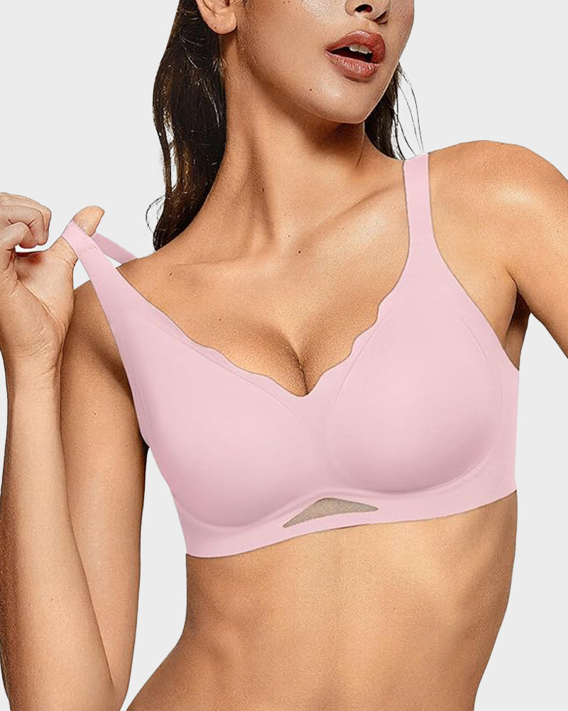 Shecurve Seamless Soft Comfort Wireless Mesh Bra for Everyday Smooth Support