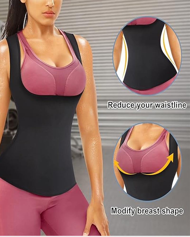 Women's Premium Polymer Sauna Vest: Slimming Workout Tank Top Sweat Shaper
