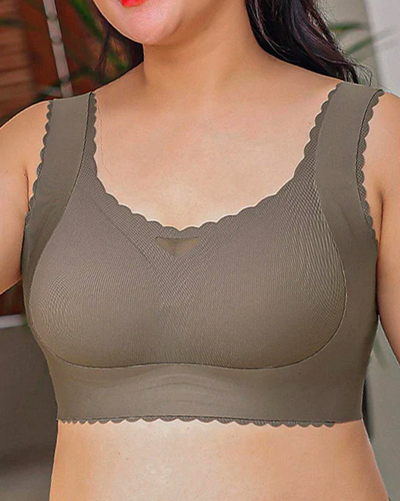 SheCurve Ultra-Thin Comfy Wireless Bra with Scalloped Design for Natural Uplift