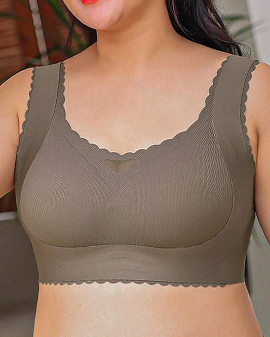SheCurve Ultra-Thin Comfy Wireless Bra with Scalloped Design for Natural Uplift