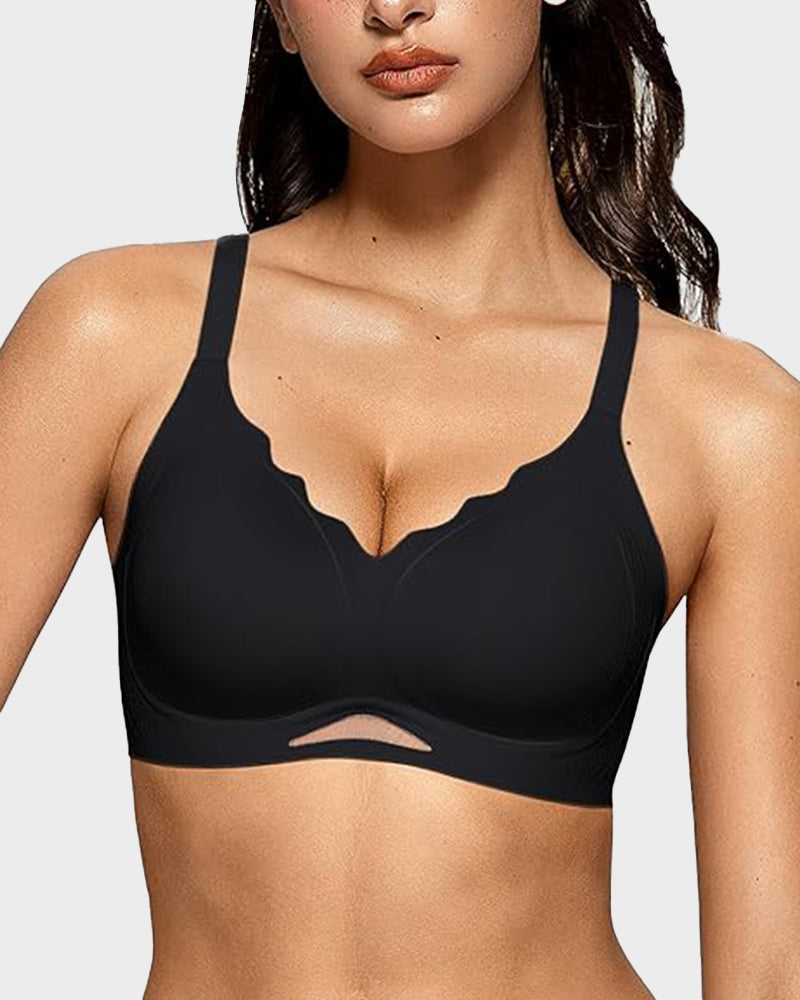 Shecurve Seamless Soft Comfort Wireless Mesh Bra for Everyday Smooth Support