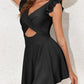 Elegant Ruffle Sleeve Cross Front Swimsuit Dress - Versatile Beach Pool Wear