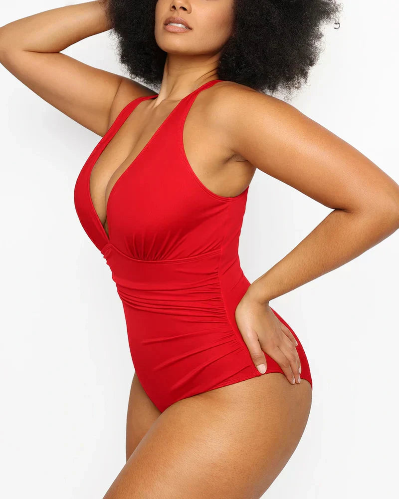 Smart Sculpt Plunge One-Piece Swimsuit with Tummy Control and Flattering Design