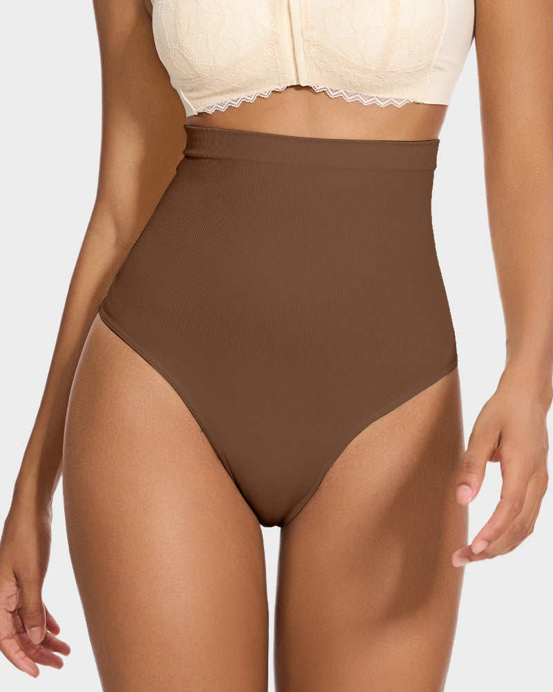 Ultra-Comfort High Waist Tummy Control Seamless Shaping Thong Panty 2-Pack