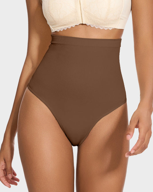 Ultra-Comfort High Waist Tummy Control Seamless Shaping Thong Panty 2-Pack