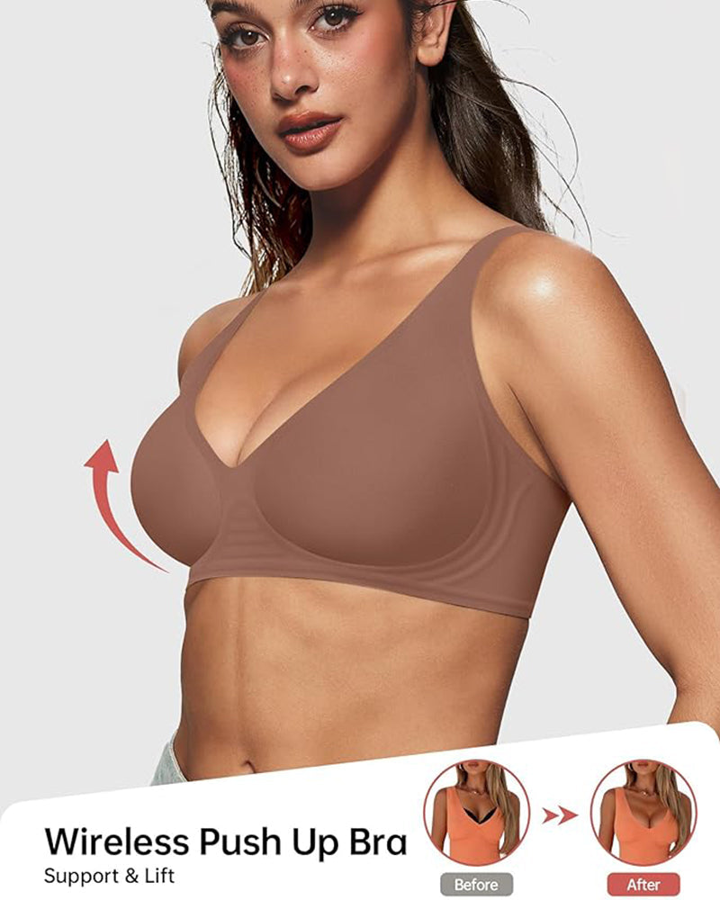 Comfortable Seamless Deep V Wireless Push-Up Bra for Ultimate Support