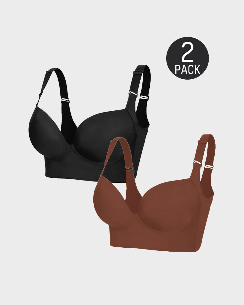 SheCurve Ultimate Lift Back Smoothing Bra 2-Pack: Black & Beige Comfort