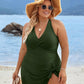 Plus Size Tummy Control One-Piece Swim Dress Bathing Suit with Built-in Bottom