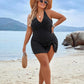 Plus Size Tummy Control One-Piece Swim Dress Bathing Suit with Built-in Bottom