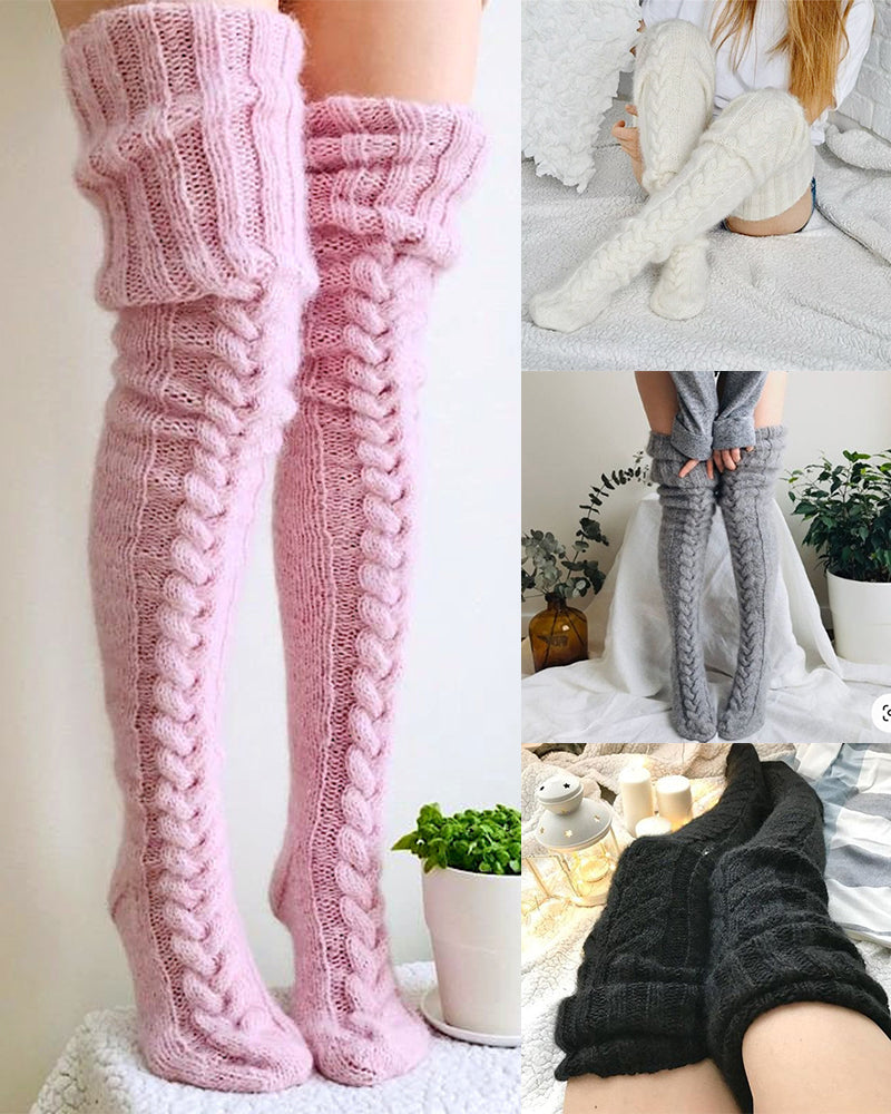 Warm Cable Knit Over-Knee Socks: Cozy, Stylish, Luxurious Winter Comfort