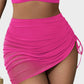 Mesh High Waisted Tummy Control Sarong Wraps Bikini Set
