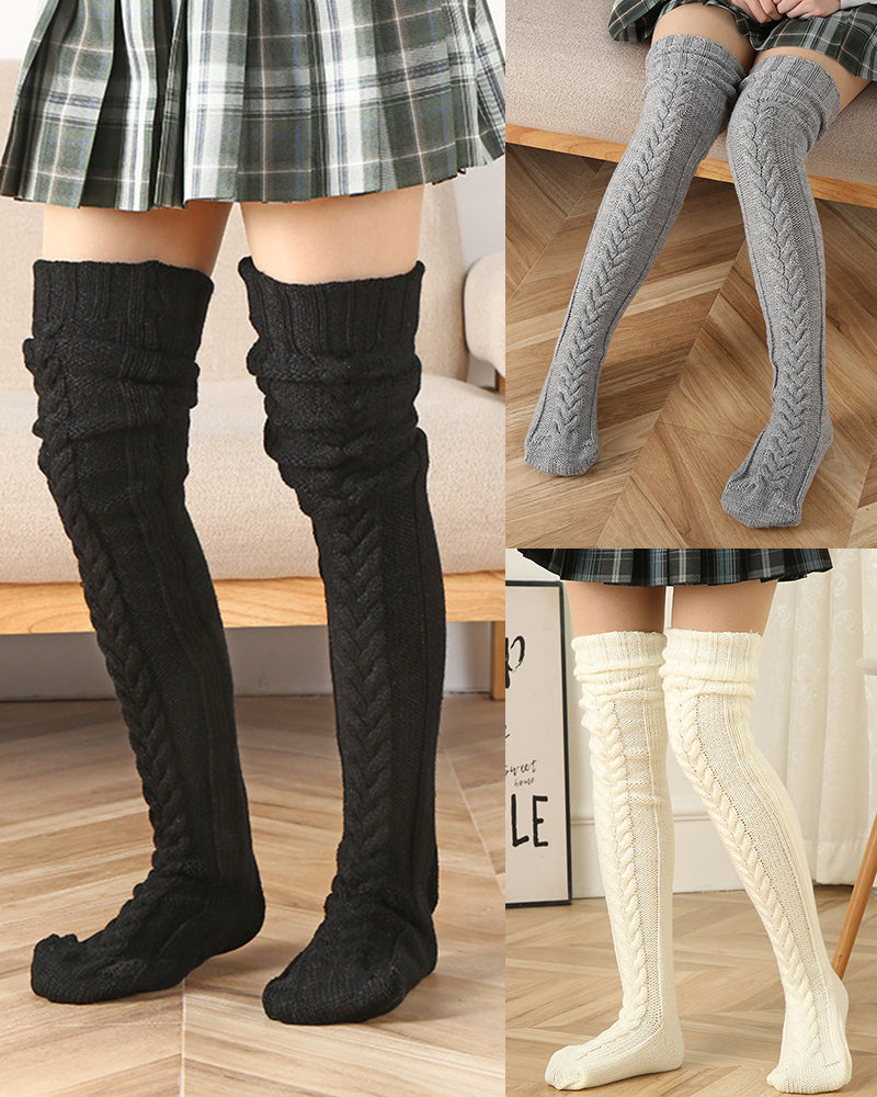 Warm Cable Knit Over-Knee Socks: Cozy, Stylish, Luxurious Winter Comfort