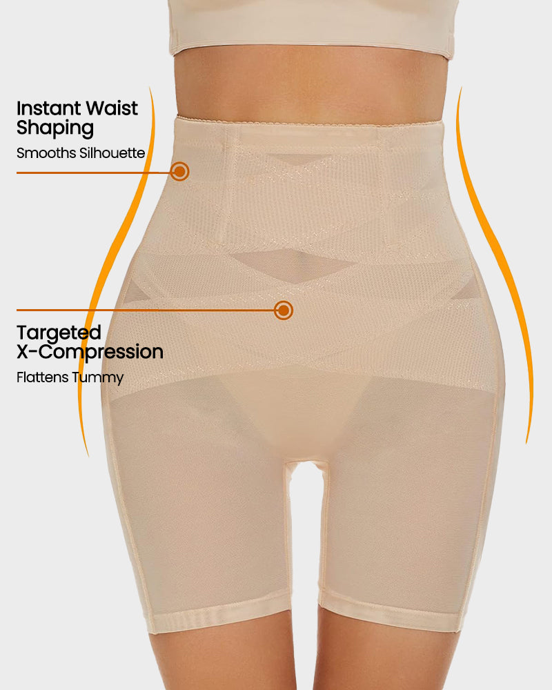 SheCurve® Breathable Mesh High Waist Tummy Control Shapewear Shorts for Women