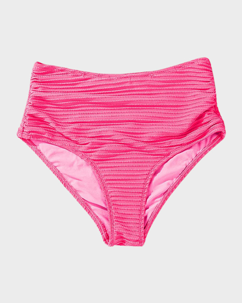 Chic Textured Knot-Front High-Waisted Bikini Set for Women