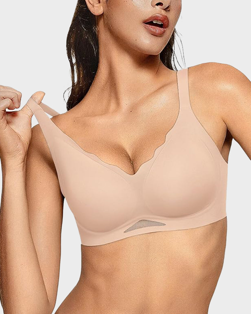 Shecurve Seamless Soft Comfort Wireless Mesh Bra for Everyday Smooth Support