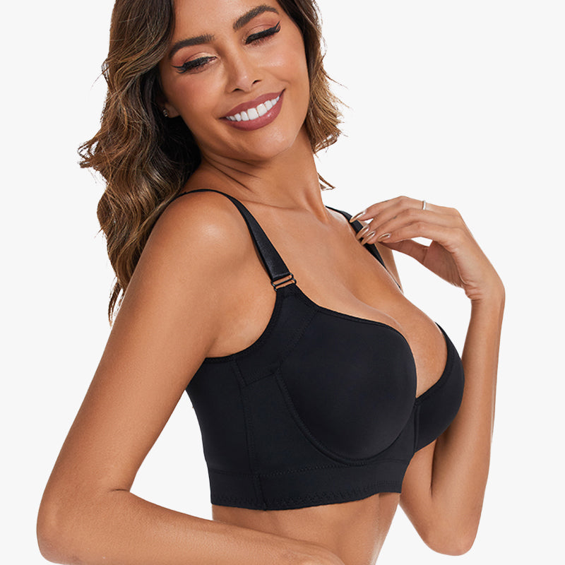 SheCurve® Ultimate Full-Coverage Back Smoothing Comfort Bra - Wireless Support Black