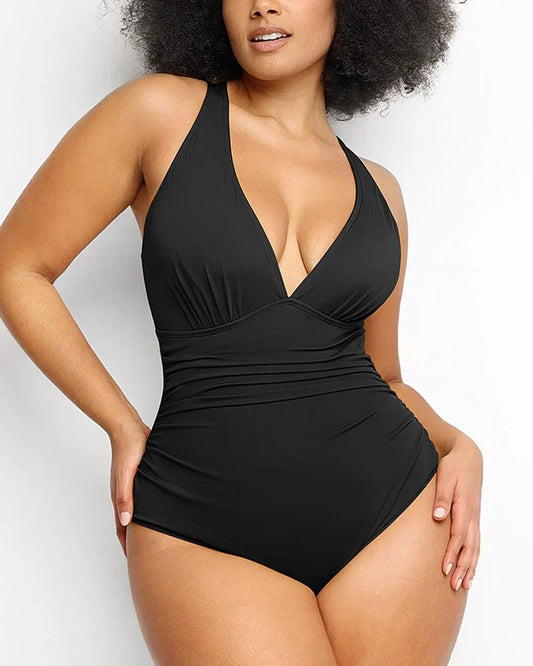 Smart Sculpt Plunge One-Piece Swimsuit with Tummy Control and Flattering Design