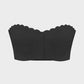 Comfortable Wireless Strapless Front-Closure Leopard Print Bra with Scalloped Trim