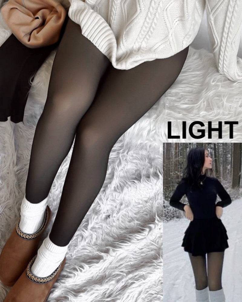 Cozy Translucent Fleece Lined Tights: Warm, Shaping, Skin-Tone Winter Hosiery