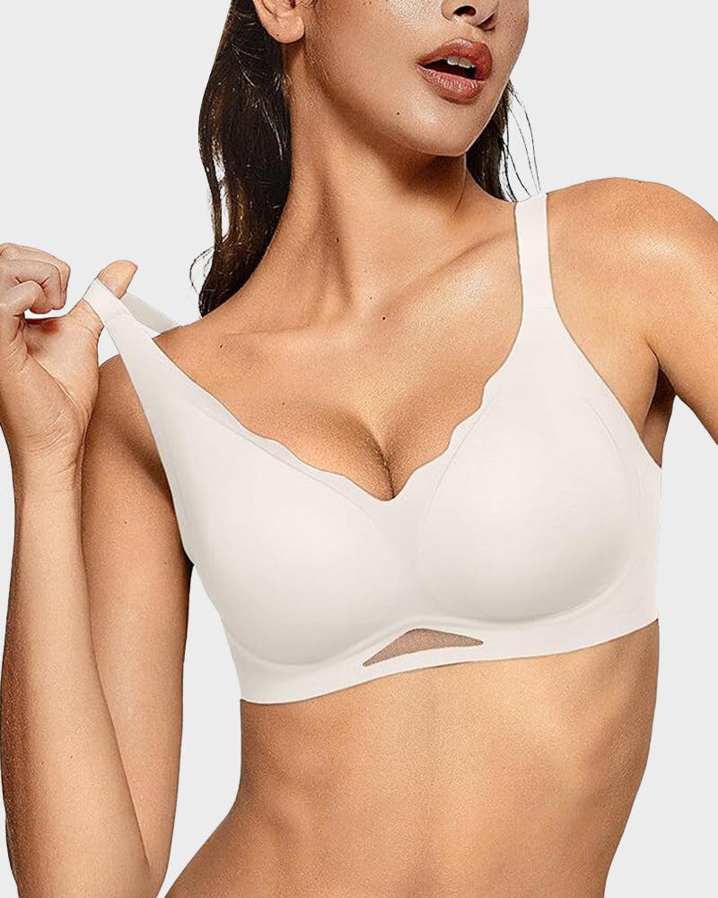 Shecurve Seamless Soft Comfort Wireless Mesh Bra for Everyday Smooth Support