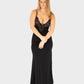 Elegant Deep-V Lace Maxi Dress with High Slit & Built-In Shapewear