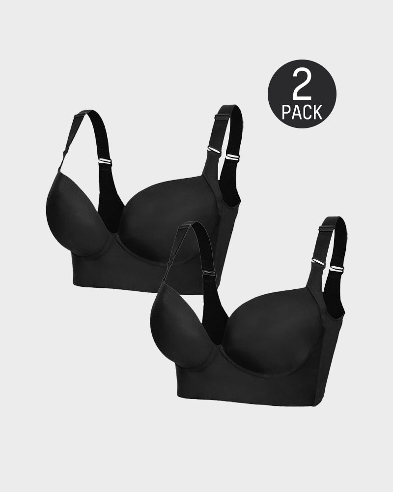 SheCurve Ultimate Lift Back Smoothing Bra 2-Pack: Black & Beige Comfort