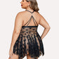 Luxurious Plus Size Lace Babydoll Nightdress with Elegant Front Slit