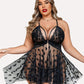 Luxurious Plus Size Lace Babydoll Nightdress with Elegant Front Slit
